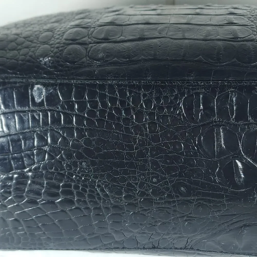 BRAHMIN Asher Medium Black Croc Embossed Melbourne Leather Tote bag